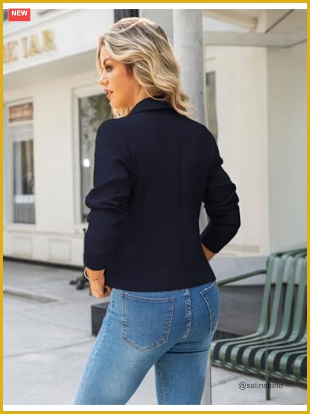 Lightweight Fulled Lined Long Sleeve Notch Lapel Cropped Blazer Suit Jacket - Picture 5 of 5